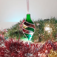 vitrail boule noel pointue originale artisanale