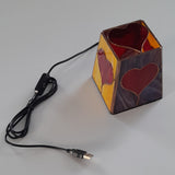 Veilleuse LED amour vitrail faite main