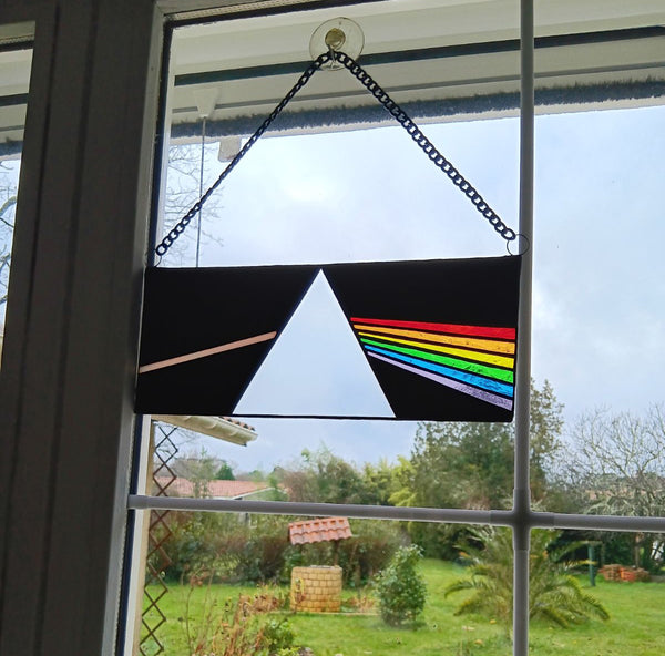 Vitrail artisanal Pink Floyd the Dark Side of the Moon