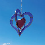 Vitrail artisanal 3D double coeurs