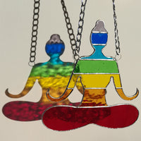 Vitrail positions dans le corps des 7 chakras