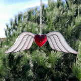Vitrail coeur artisanal cadeau fête des grand-mères