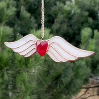 Vitrail artisanal coeur cristal cadeau de naissance