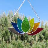 Vitrail artisanal Lotus couleurs chakras