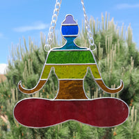 Vitrail Artisanal Méditation couleurs chakras