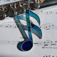 Vitrail fait-main note de musique marbrée