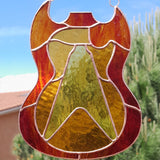vitrail moderne unique forme guitares gibson décoration musicale